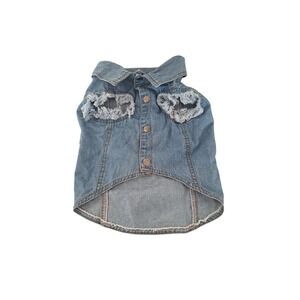 Harley-Davidson Dog Denim Vest Medium Willie G Skull Blue Biker Pet Jacket